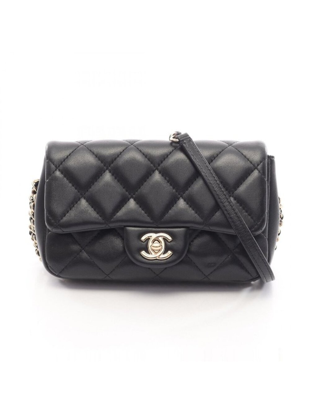 Chanel Shoulder Bag Quilted Chain Around Black Lambskin Small Flap